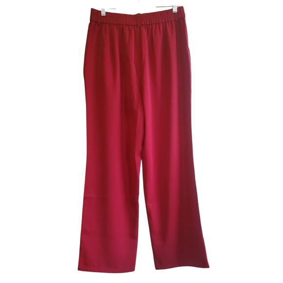 NWOT High Rise Wide Leg Trousers Dress Pants Womens Large Maroon Pockets - Picture 5 of 7